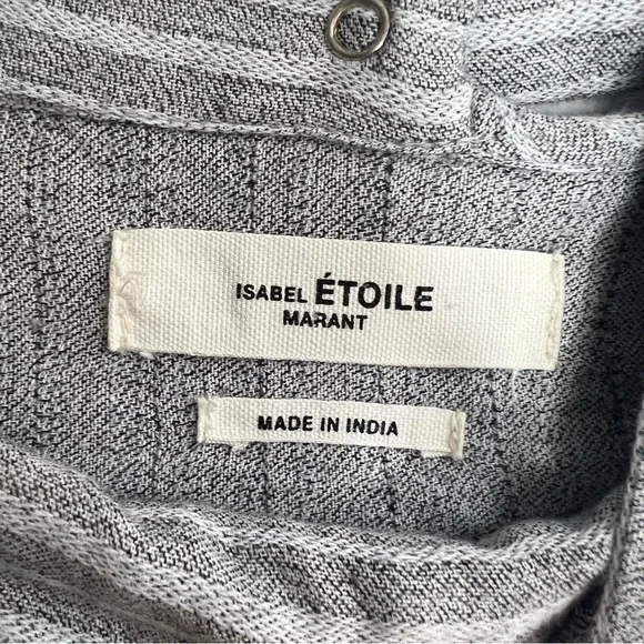 Isabel Marant Etoile Grey Striped Mock Neck Blouse - Picture 6 of 7